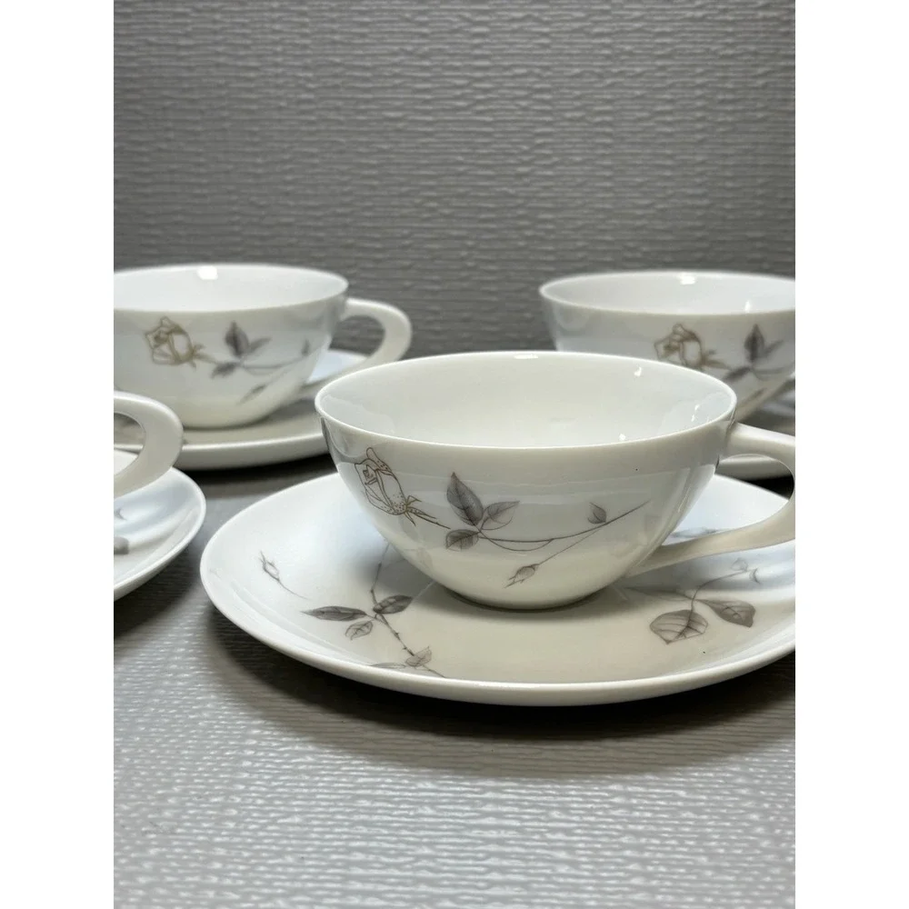 Set Of 4 Cup And Saucer Fine China Sango Lyric‎ Japan